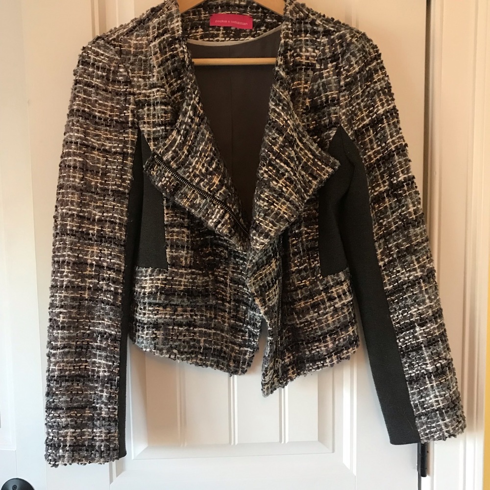 Pookie & Sebastian cropped tweed blazer